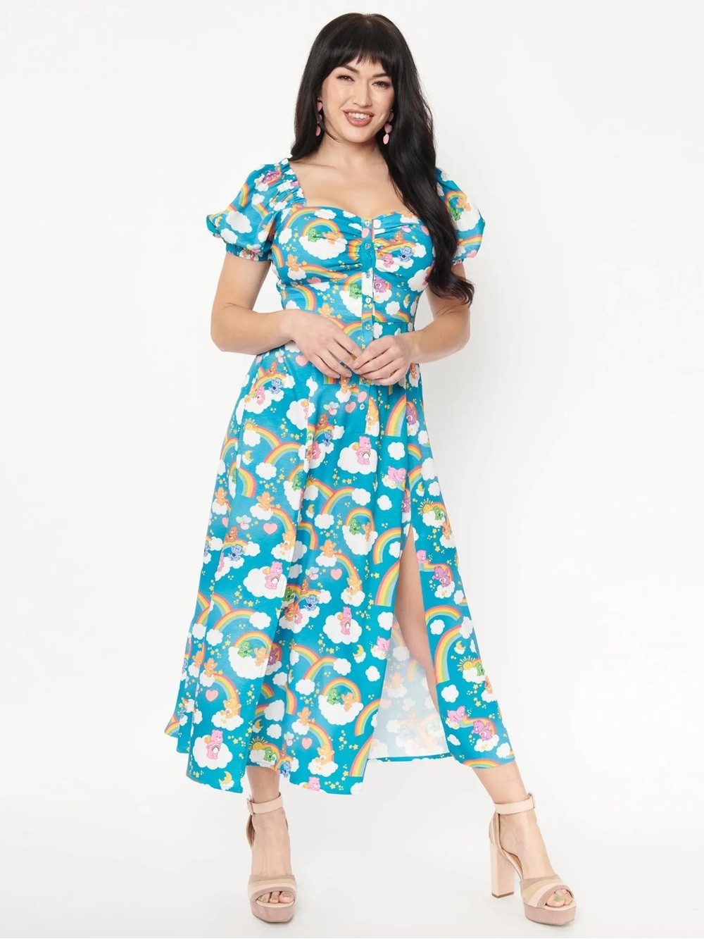 Care Bears x Unique Vintage Daydream Print Midi Dress